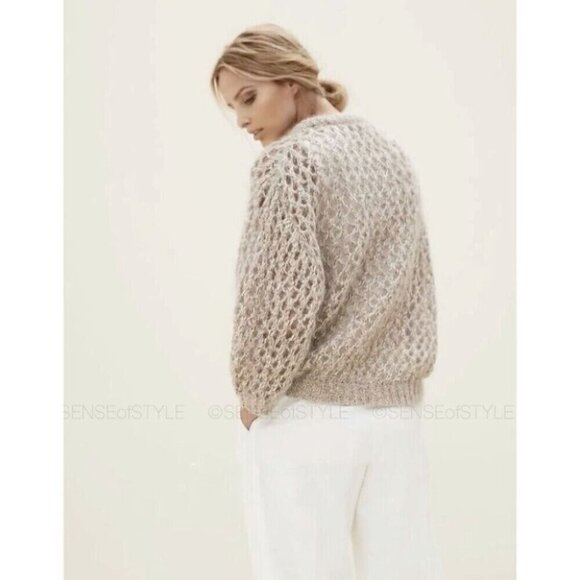Brunello Cucinelli Metallic Open Knit Sweater Top Size XS - Picture 5 of 7